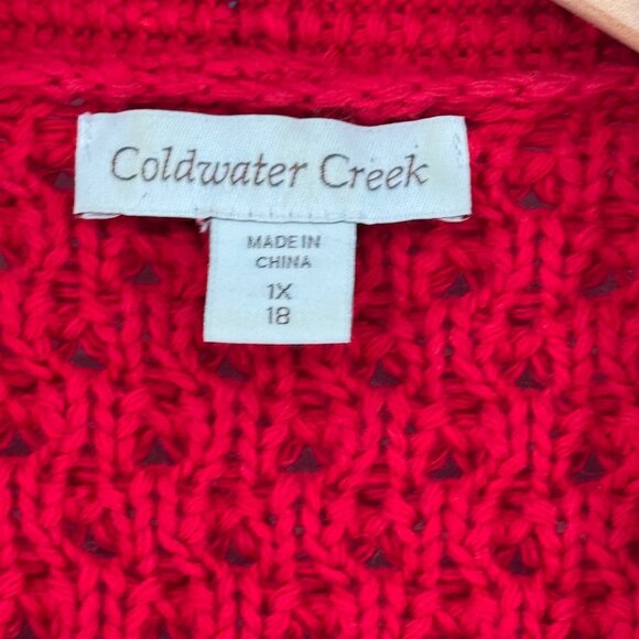 Coldwater Creek Womens Open textured Cardigan Sweater Red size 1X Wool Cotton - Picture 2 of 12